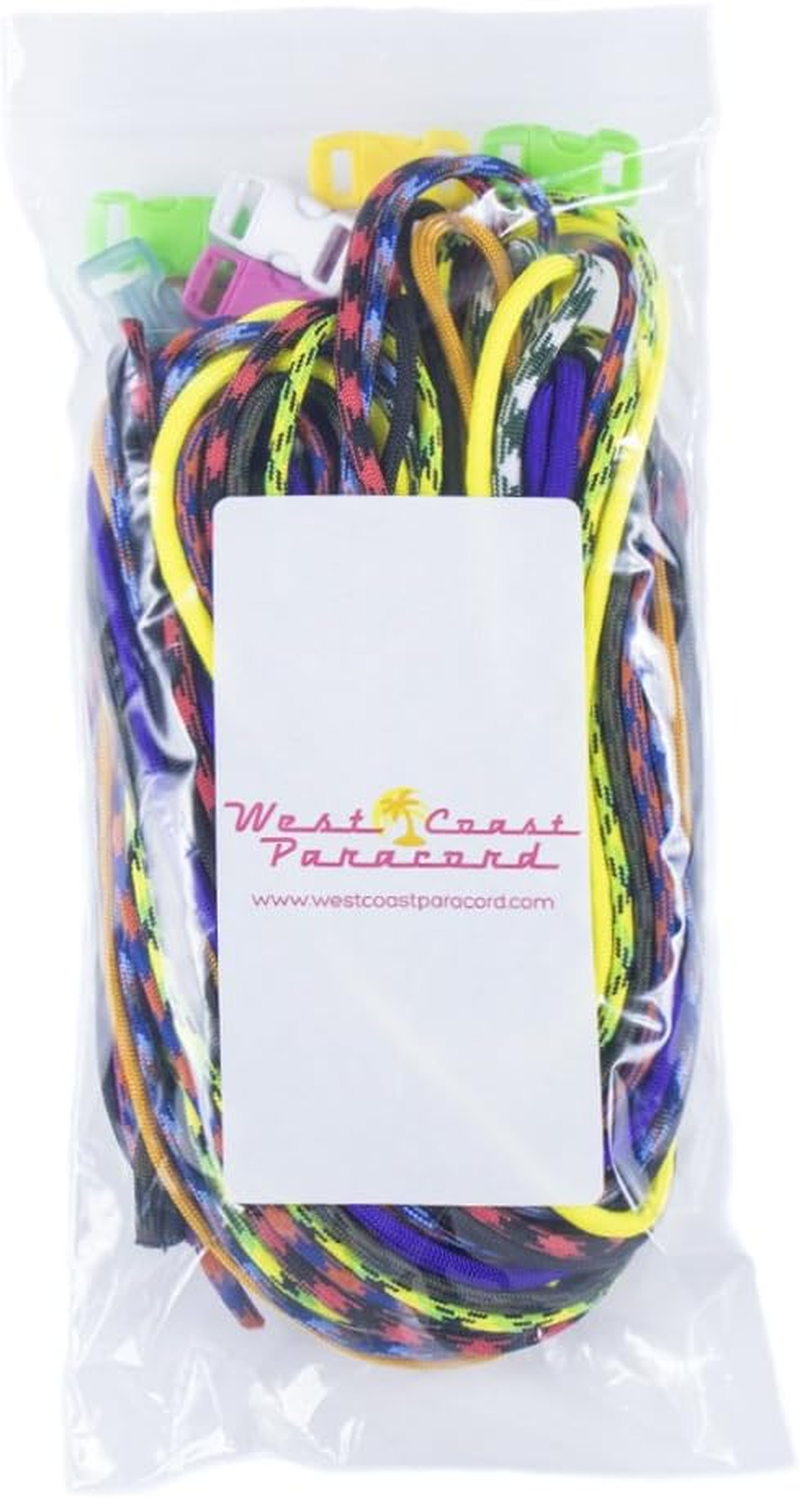 Zesty 550Lb Survival Paracord Random Combo Crafting Kit by West Coast Paracord - 10 Colors of 500Lb Cord and 10 Buckles - Type III Paracord - Make 10 Paracord Bracelets - Great Gift (Zesty, 50 Feet) image number 2