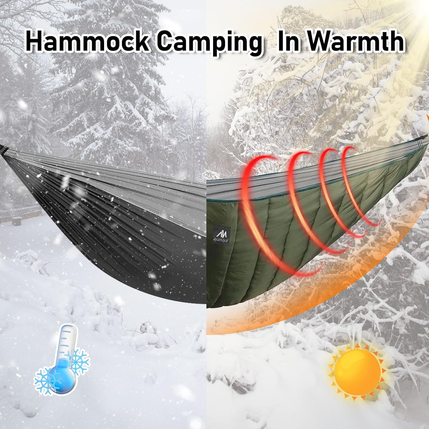 AYAMAYA Ultralight Hammock Underquilt for Camping Backpacking, 3 Season under Quilt UQ for Single Person Hammock Warm under Blanket Sleeping Bag Bottom Insulation - Hammock Camping Essential Gears image number 4