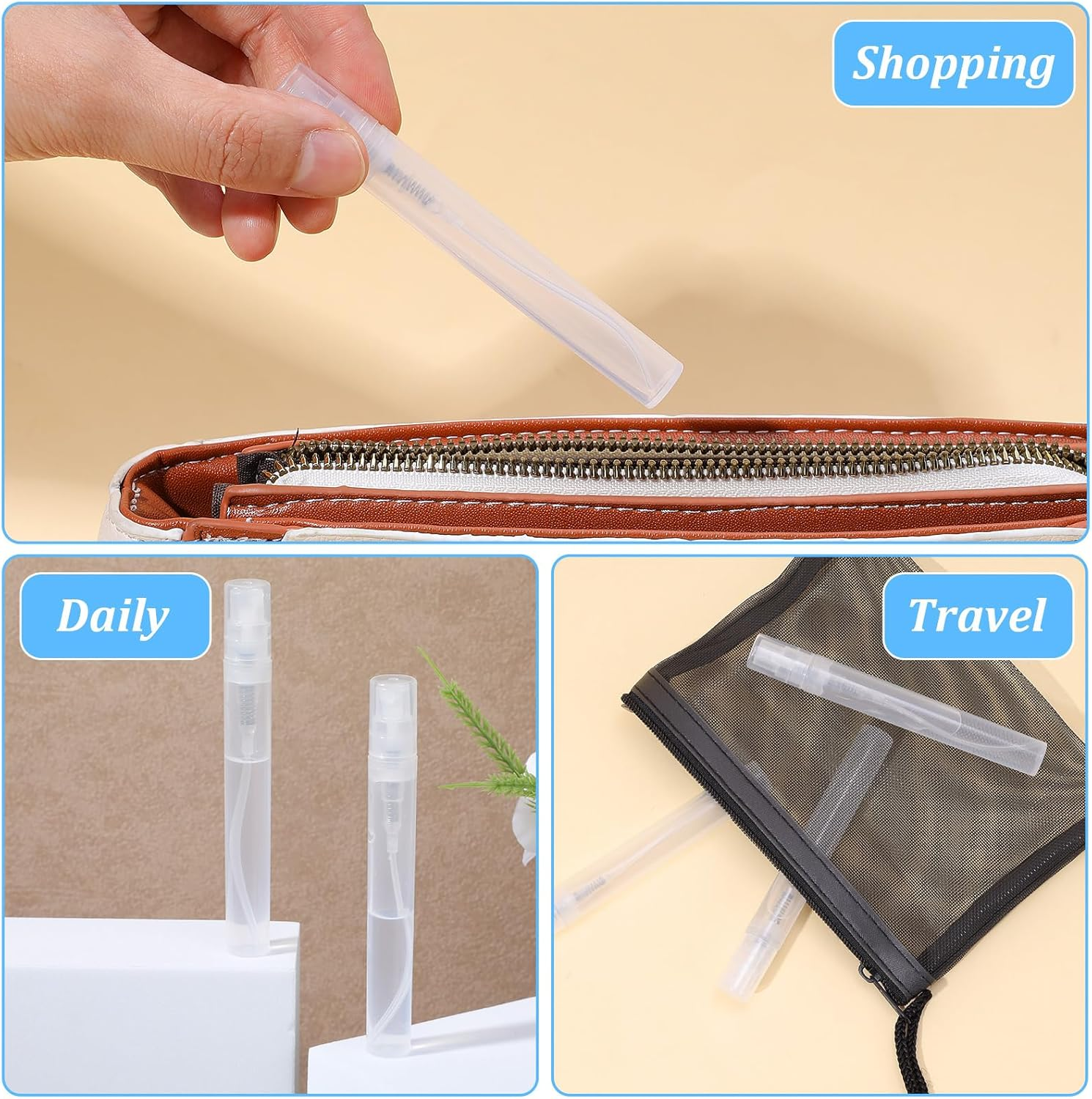 150 PCS 5Ml Mini Spray Bottles Refillable Plastic Perfume Atomizer Clear Fine Mist Perfume Bottle Small Sample Sprayer Bottle Portable Empty Dispenser Container for Travel Pocket Essential Oil image number 4