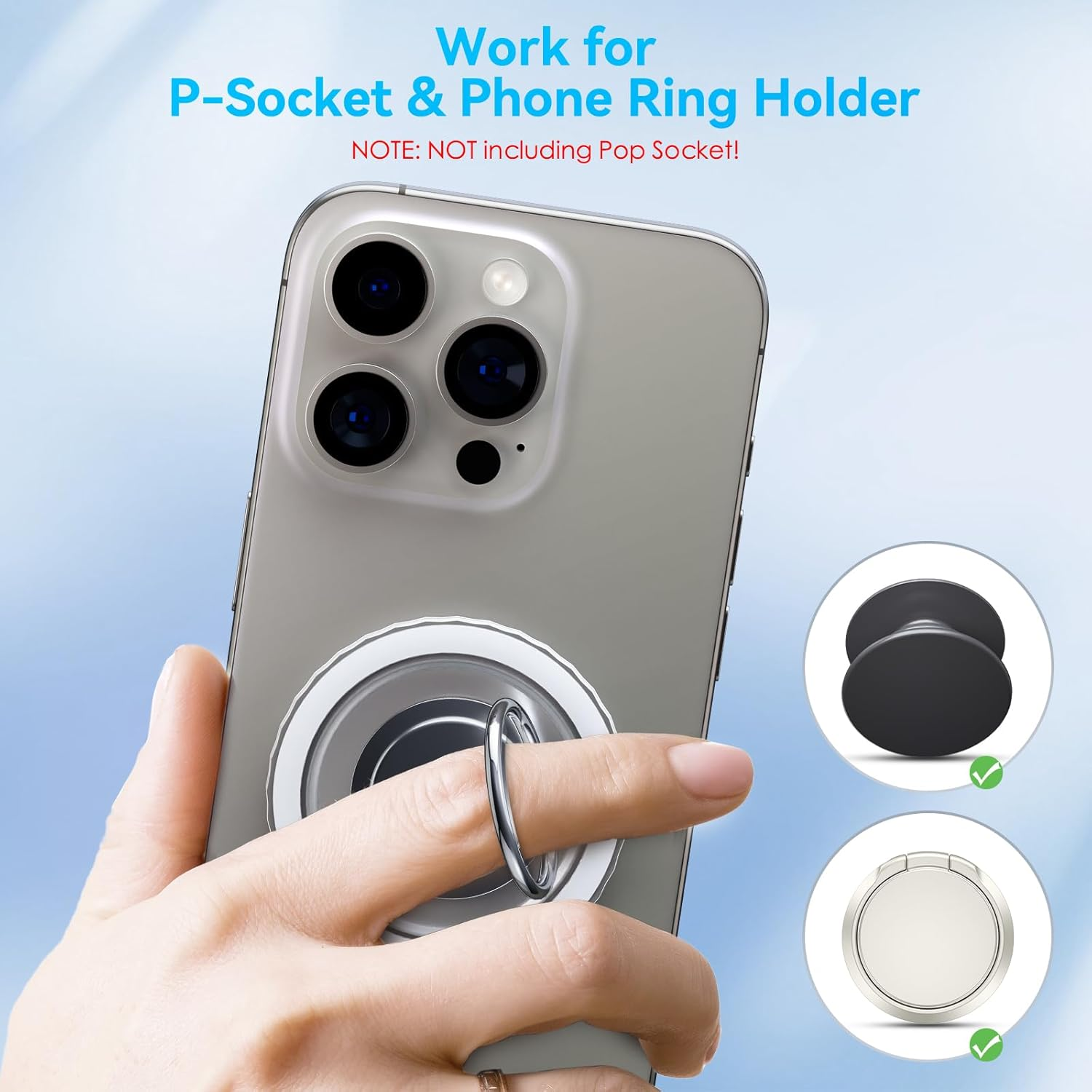 Cloudvalley Magnetic Base Compatible with P0Psocket Phone Grips & Iphone Magsafe Series, Movable Phone Holder Base, Light Slim Case Accessories, Matte Clear image number 1