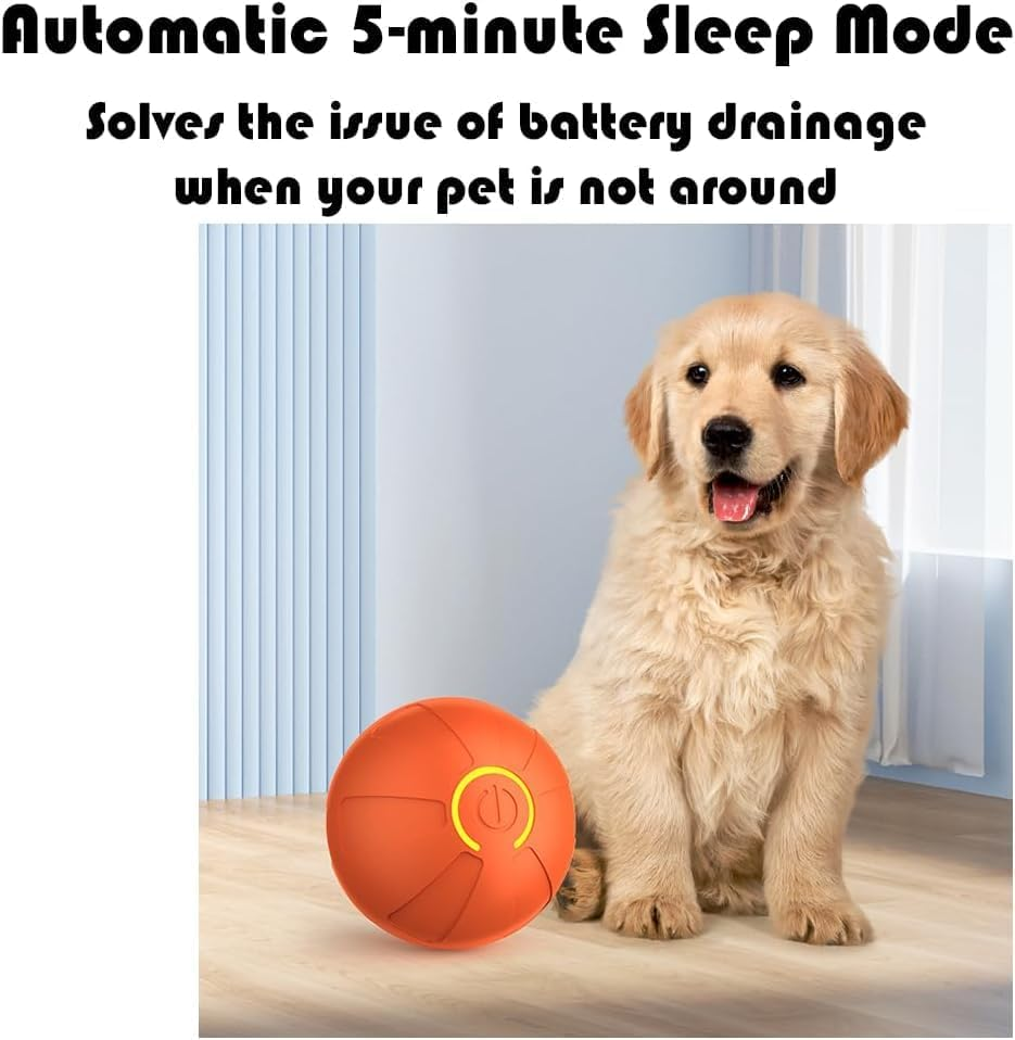 Interactive Smart Bouncing Ball Dog Toy, Moving Pet Exercise Toy, Orange image number 1