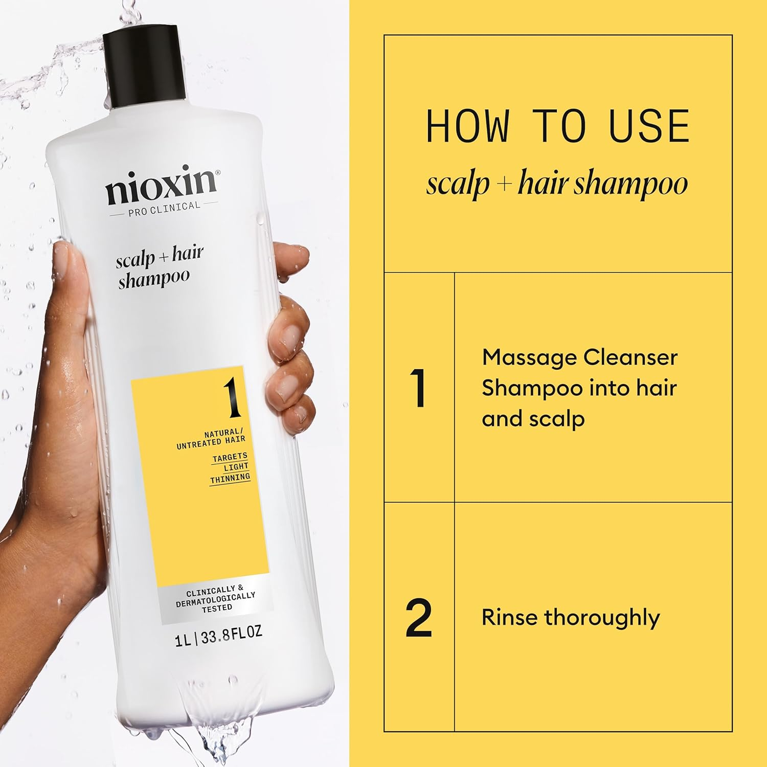 Nioxin System 1 Cleanser for Fine Natural Normal - Thin Looking Hair for Unisex, 33.8 Oz, 1014 Ml image number 5