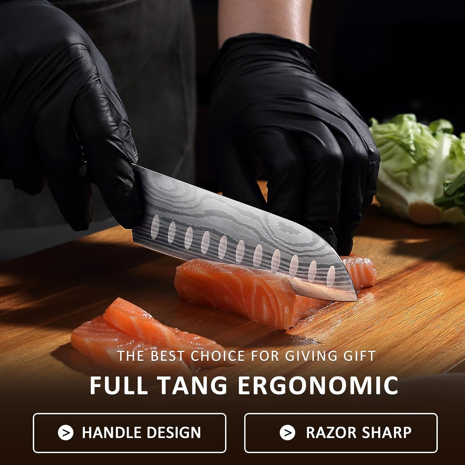 PAUDIN 5 Inch Santoku Knife, Ultra Sharp High Carbon German Stainless Steel Blade with Ergonomic Handle, Professional Kitchen Knife for Cutting Vegetables,Fruits and Meat