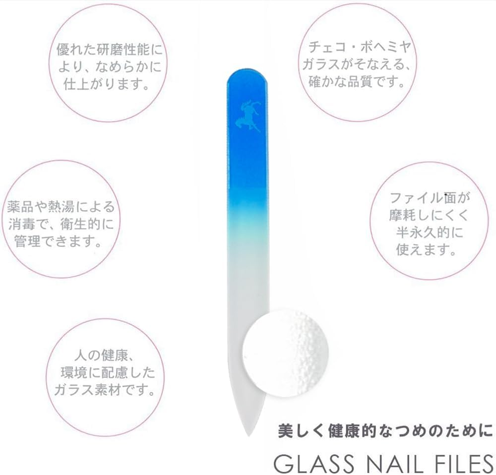 Shin Asahi Corporation Merites Glass Nail File Gradient Watermark Type S Double-Sided Hose Blue CF068 - Horse Blue image number 3