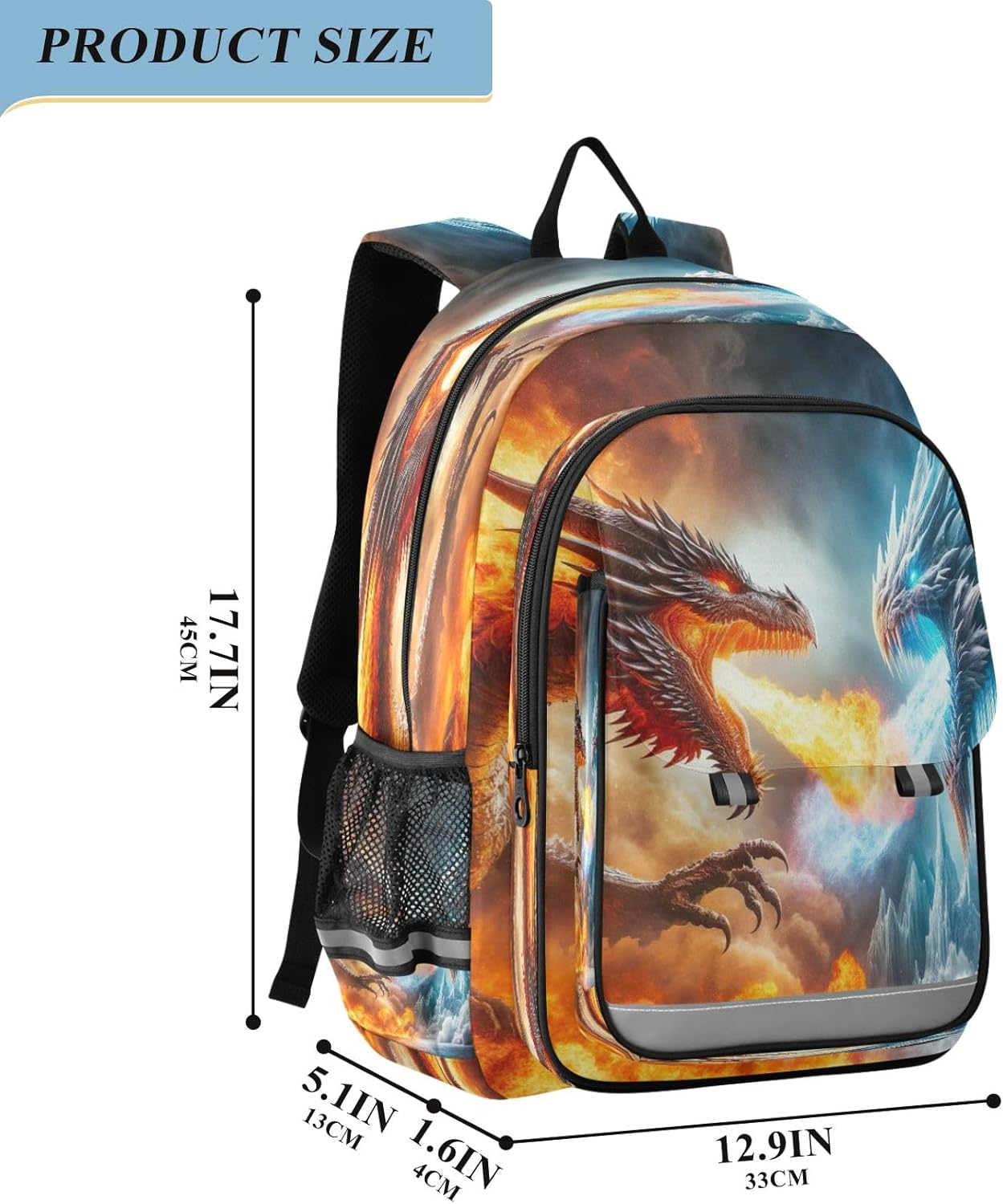 RPLIFE Pineapple Man Bookbag Kids, Boys Elementary School Backpack, Kids Large Backpack - Basketball On Fire image number 6