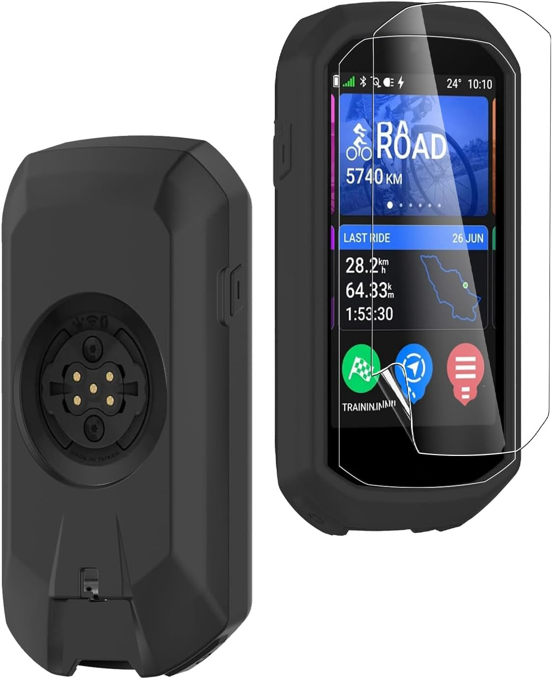 CONAPIKA Case for Garmin Edge 1050, Ultra Silm Soft Silicone Shock-Absorption Cover Protector Full Coverage Lightweight Bike GPS Navi Protective Protective Sleeve with 2 EPU Screen Protector,Black image number 4