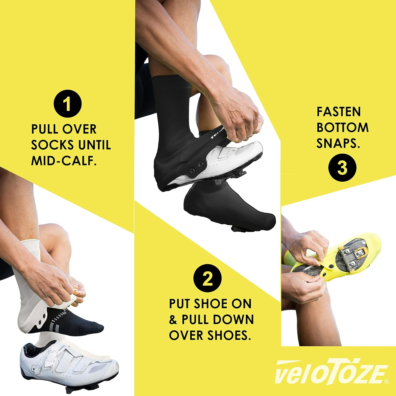 Velotoze Tall Silicone Shoe Cover with Snaps - Covers Road Cycling Shoes - Waterproof, Windproof Reusable Boot-Style Overshoes for Bike Rides in Winter, Rain, Cold Weather Biking - for Men and Women image number 1