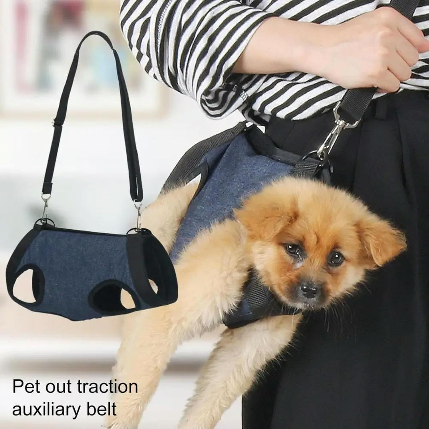 UOSIA Small Dog Carry Sling Dog Lift Harness Adjustable Breathable Puppy Support Harness with D-Ring Full Body Pet Assist Belt Easy to Use after Surgery image number 2