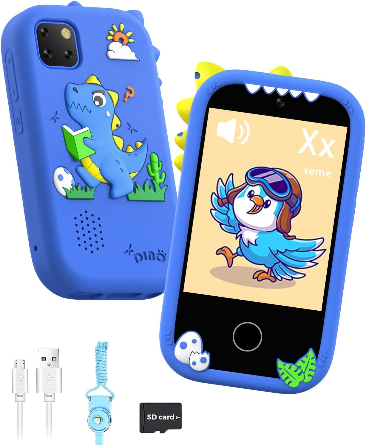 ZONEY Kids Smart Phone Toys, Christmas Birthday Gifts for Girls Age 4-10, Kids Educational Phone, 2.8" Touchscreen Toddler Learning Play Toy Phone with Dual Camera, Game, Music Player, 32GB Card, Pink