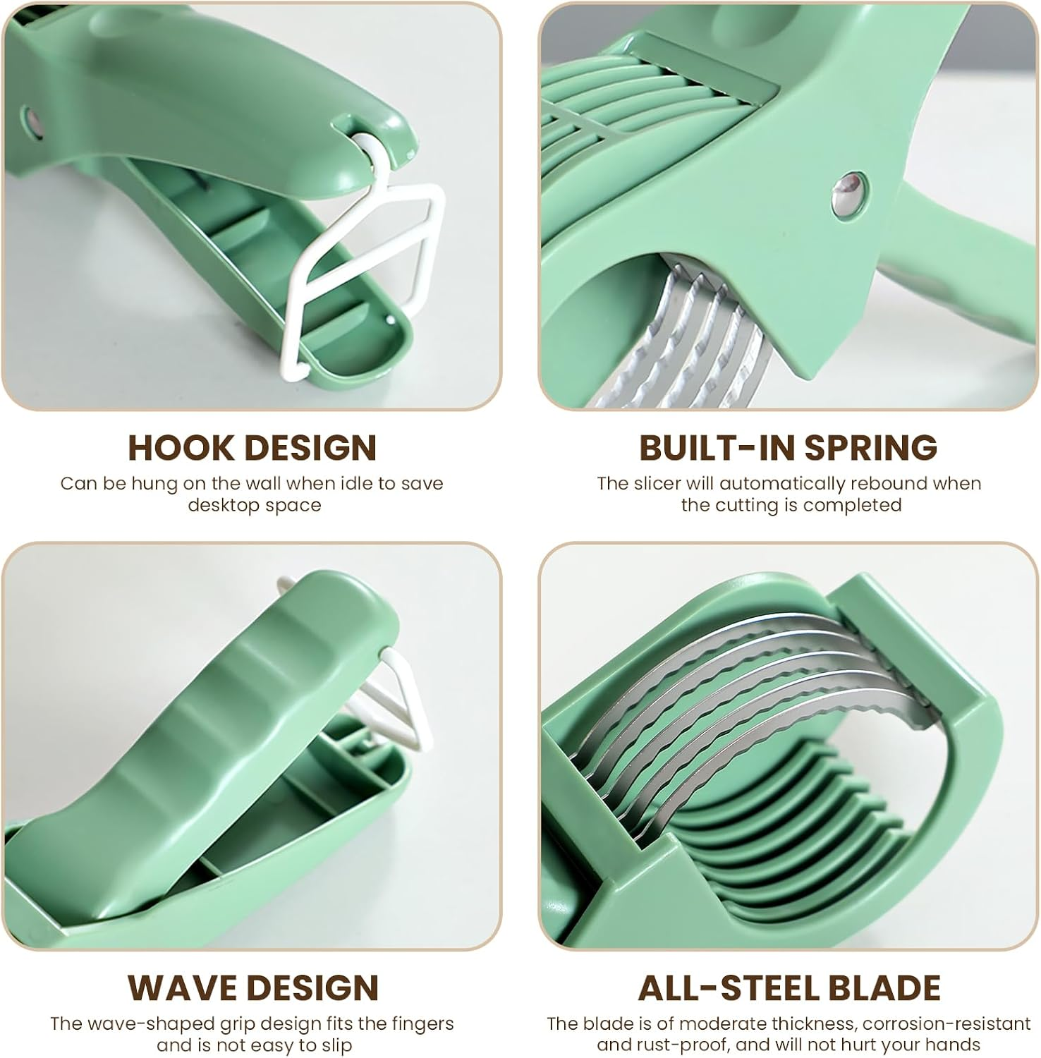 2 Pack Banana Slicer,Stainless Steel Banana Cutter,Fruit Salad Cutter Kitchen Tools for Banana, Hotdog, Strawberry (Green) image number 2