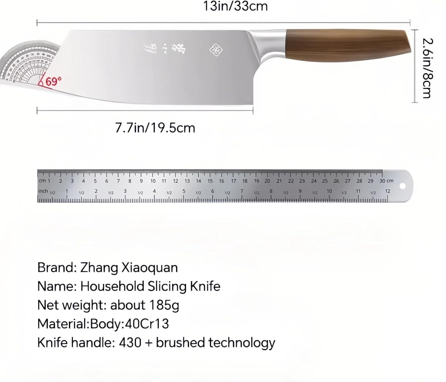 ZHANG XIAO QUAN since 1628 3-Piece Culinary Knife Set - Professional Chef'S Knife, Robust Cleaver & Powerful Bone Chopper - Cleaver Knife image number 5