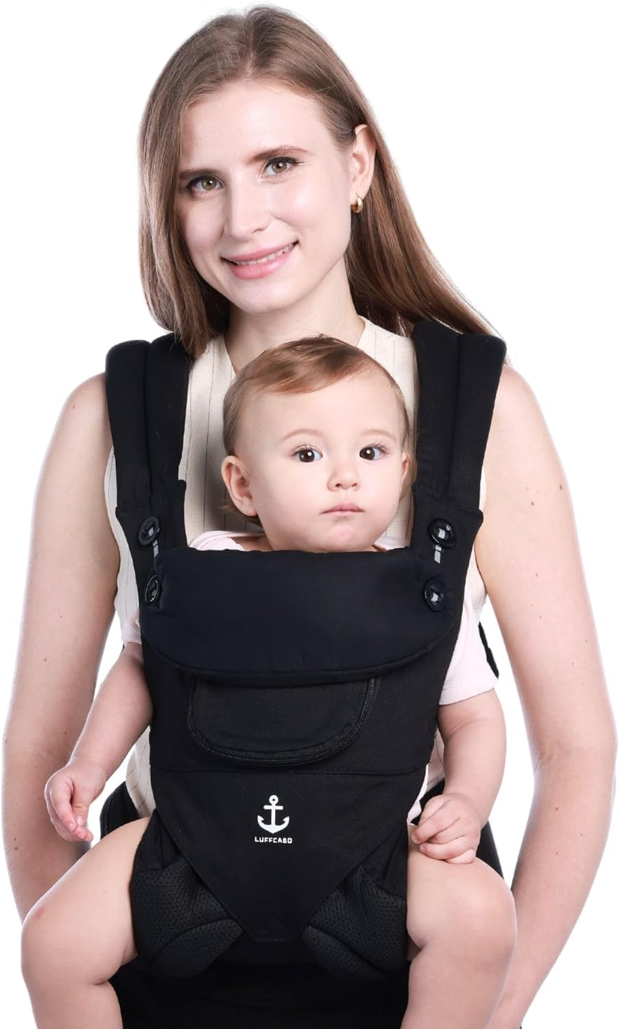 All-Season Ergonomic Baby Carrier, Breathable Baby Carrier Newborn to Toddler (8-33Lbs), Toddler Carrier, Infant Carrier with Temperature Control Panel Design (Black) image number 1