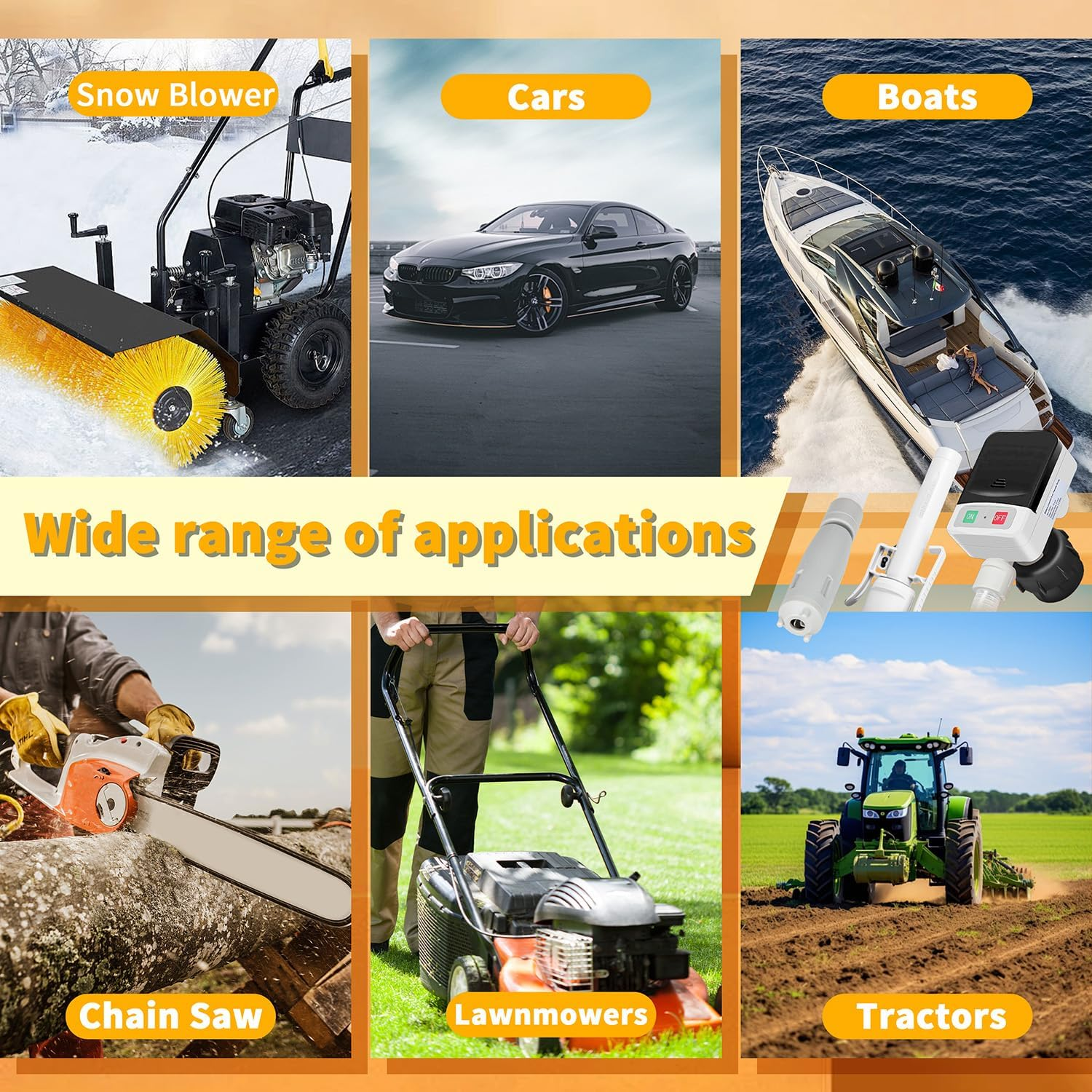 KOULATE Portable Electric Fuel Tank Siphon Hose Transfer Pump Battery Powered Operated, Fuel Transfer Pump with Auto-Stop 3.2 Gallons per Min, Gas Cans for Gasoline, Diesel, Kerosene(Black) image number 4