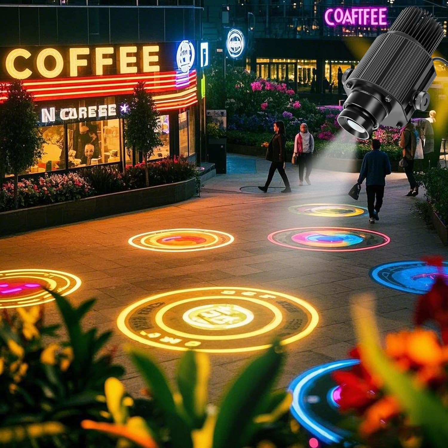 65W GOBO Projector for Business Custom Logo Projectors Rotating Store Floor Personalized Wall Outdoor Waterproof IP67 Image for Shop Advertising,Wedding Stage image number 1