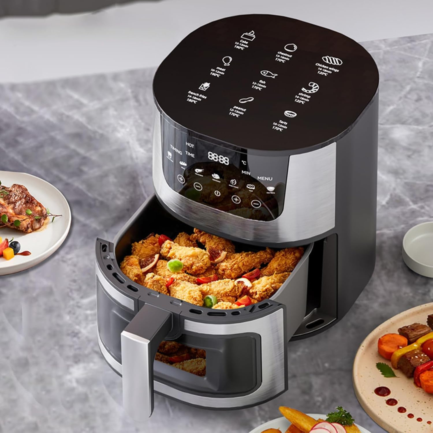 Enliansgo Air Fryer &ndash; 7L Airfryer for Quick & Easy Meals in Minutes, Air Fry, Roast, Reheat, Dehydrate, Air Crisp Technology, Touchscreen Controls with 7 Presets, Nonstick Basket image number 6