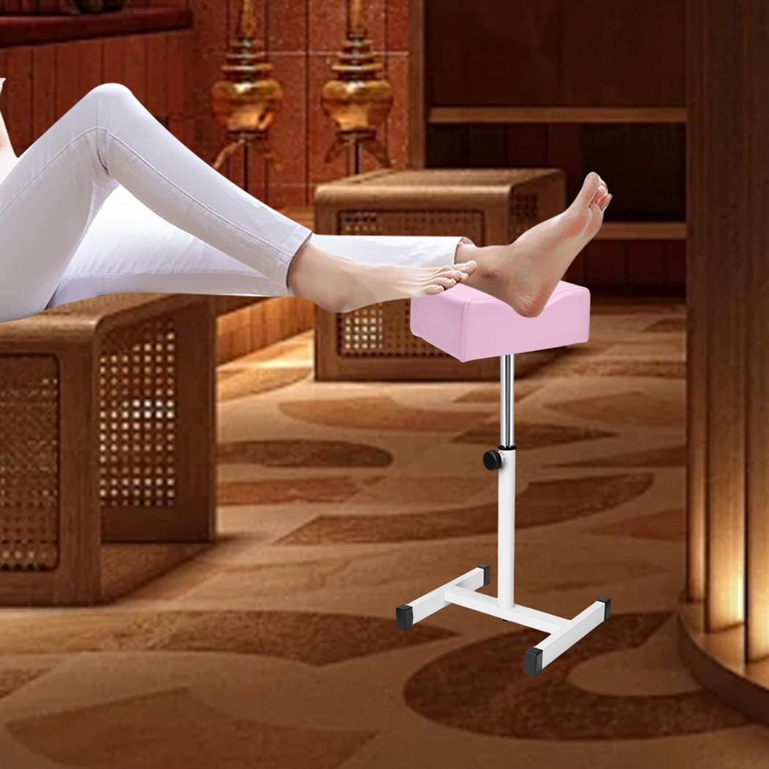 Eigell Technician Stand Stool Adjustable 40.5Cm-66Cm Pedicure Foot Rest Sturdy with Soft Cushion for SPA image number 3