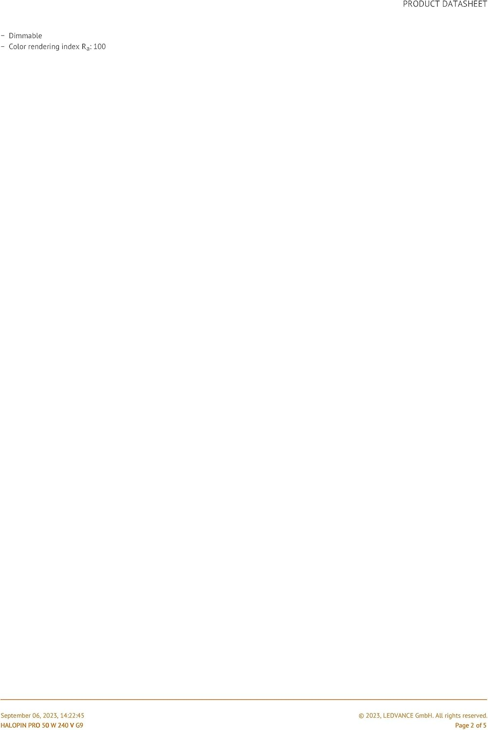 Osram Halopin G9 Dimmable Halogen Plug Bulb 48 Watt - 60 Watt Replacement - Warm White - 2800K - Pack of 2 image number 6