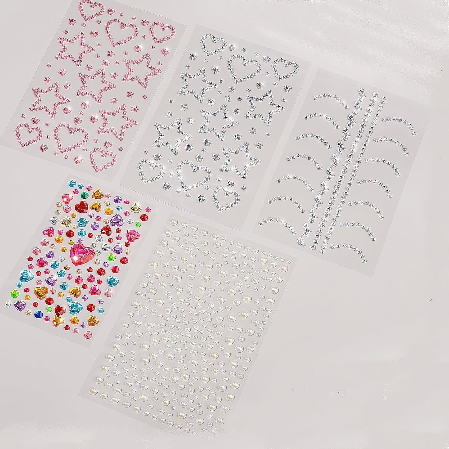 Mtxorvix Face Gems Hair Jewels, Self-Adhesive Eye Rhinestones DIY Stick-On, Self Adhesive and Pearls for Makeup, Festival Jewels, Hair Gems, Body Crystals Pearls for Face, Makeup, Crafts