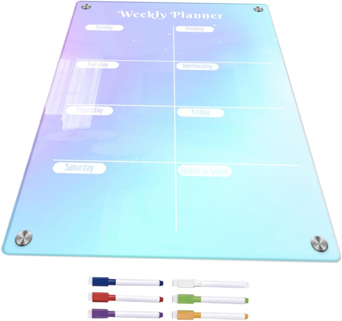 Tofficu Magnetic Labels for Refrigerator Acrylic Weekly Planner for Fridge Daily Planner Magnetic Dry Erase Board image number 4