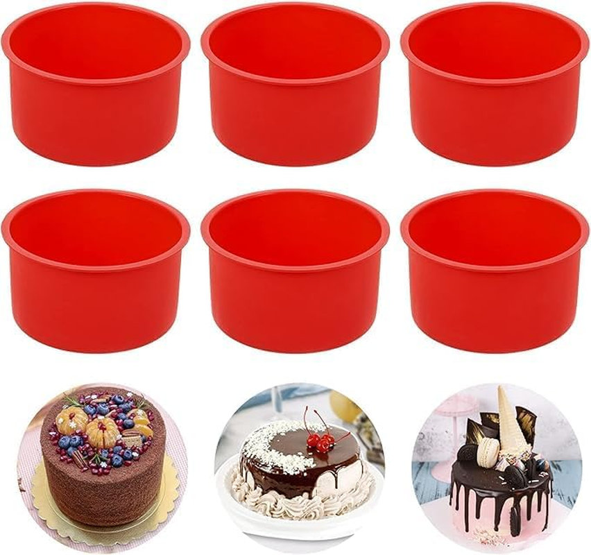 Set of 4 Silicone Mini Cake Moulds, round Non-Stick Baking Molds with 100 Pieces Parchment Papers, Nonstick round Cake Pan for Smash Cakes, Layer Cakes, Cheese Caks, Non-Stick,10Cm Round image number 6