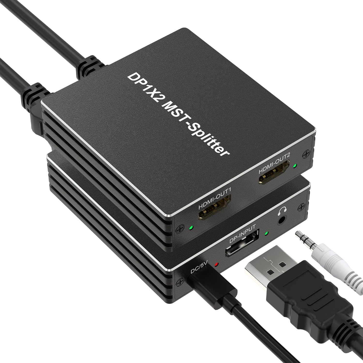 4K Displayport to 2 HDMI Splitter 1 in 2 Out for Dual Monitors Extended Display - 4K@60Hz DP to Dual HDMI Splitter 1X2 Support Extend & Mirror Display for Desktop, Laptop, NVIDIA, AMD Graphics Card image number 2