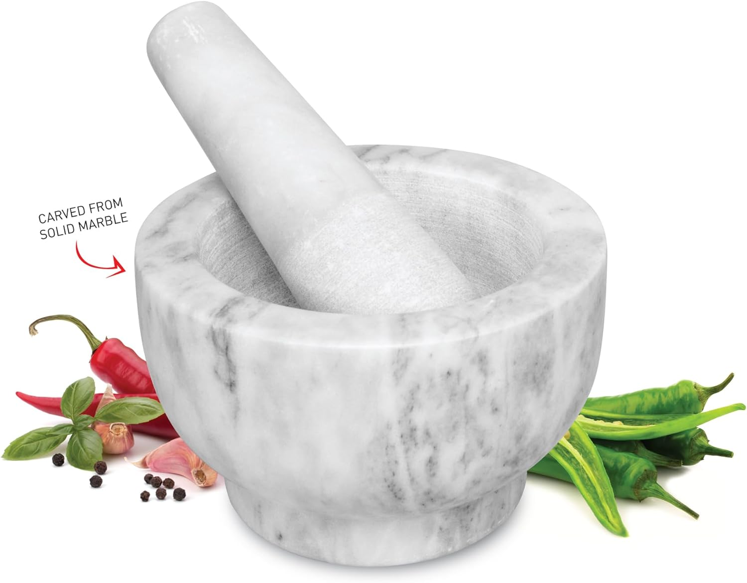 Avanti Marble Footed Mortar and Pestle 13Cm, White image number 3