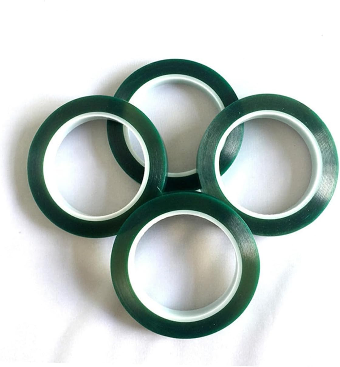 GARVALON 5Pcs Green Pet High Temperature Adhesive Tape 8Mm X 33M 0.06Mm Thickness for Car Spray Paint Circuit Board Shielding Plating Automotive Use image number 4
