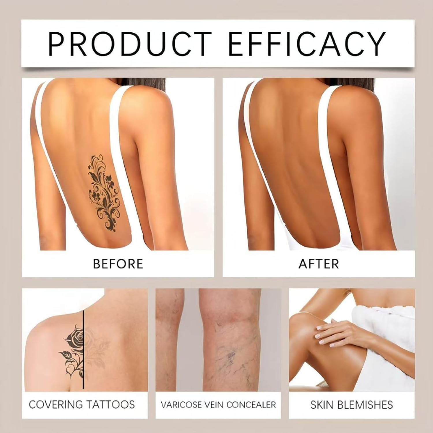 Leg Makeup Cream Concealer - Waterproof No Transfer Leg Makeup to Cover Veins, Tattoo - Flawless Full Coverage Body Concealer for Mature Skin - Leg and Body Veins Tattoo Cover up Make up (#02 Medium Brown) image number 6