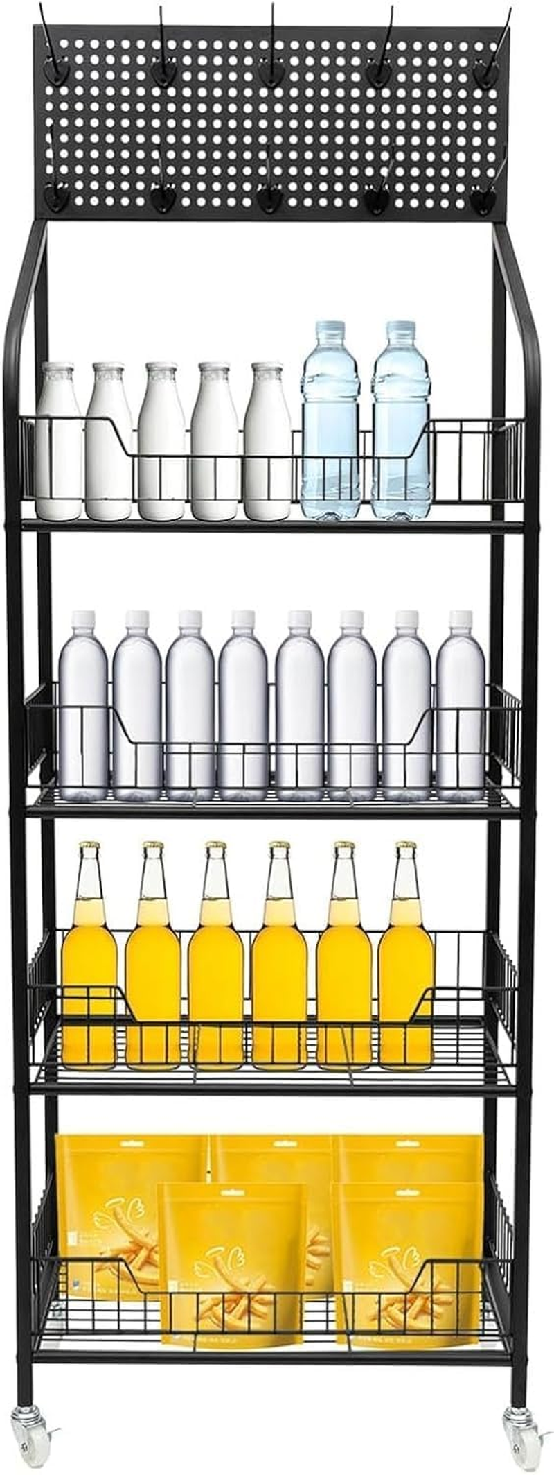 Snack Storage Rack Storage Baskets， Metal Wire Storage Shelf Display Rack image number 5