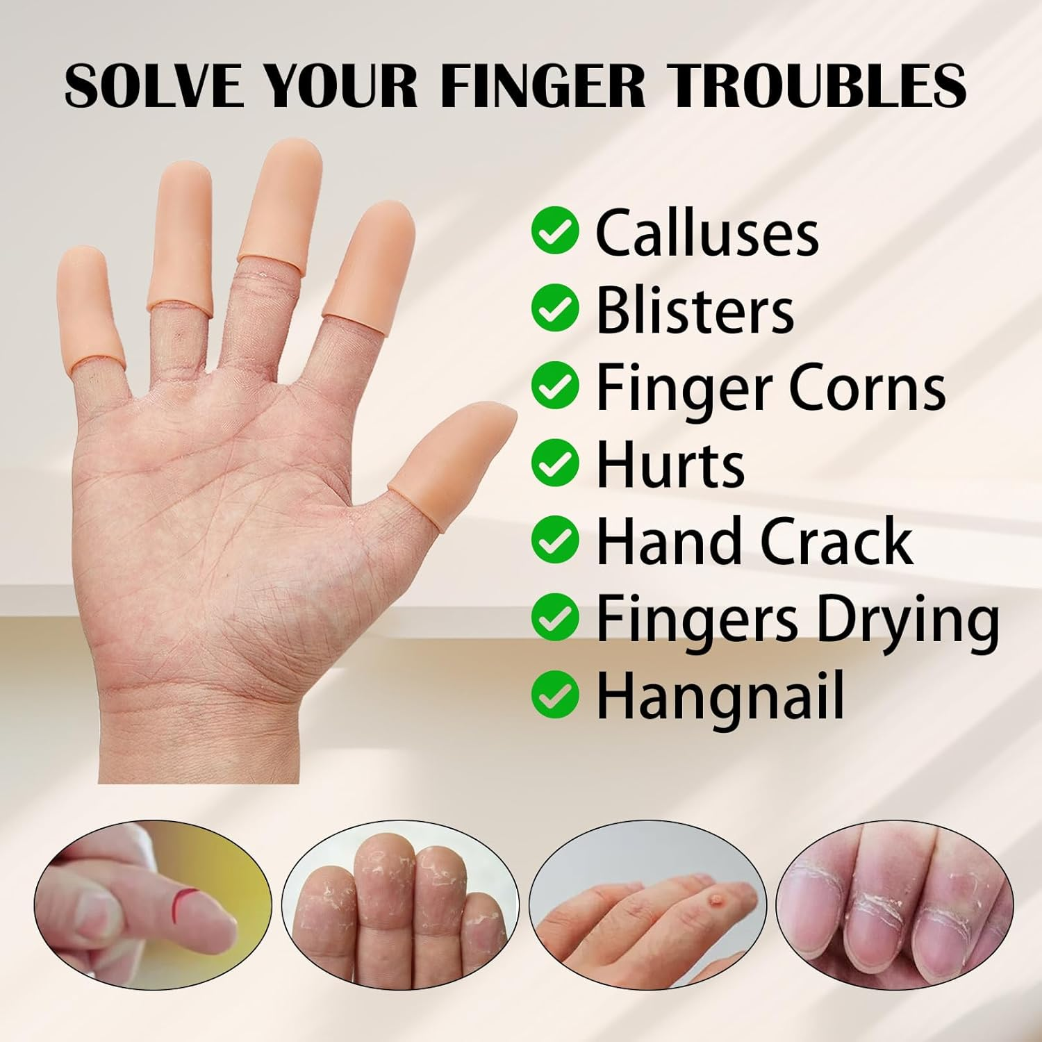 Gel Finger Protectors Silicone Fingertips Protection Finger Caps, Finger Cots Fingertip Bandages Band for Finger Arthritis, Finger Cracking Treatment Finger Pain Relief Thumb Protector，25 Pcs image number 6