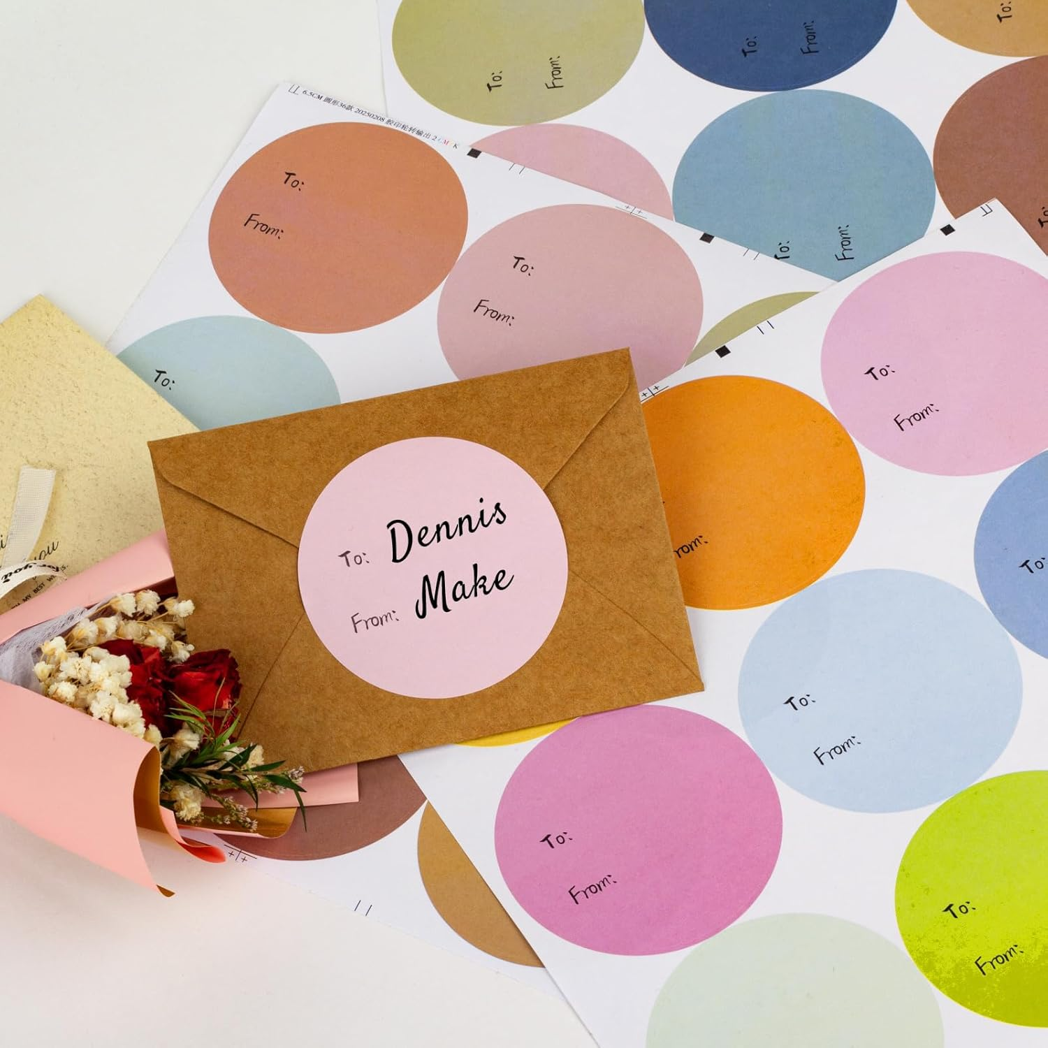 315Pcs Gift Tag Stickers to and From,9 Colors, 2.5 Inch (6.5CM) Self-Adhesive round Labels for Birthday, Wedding, Christmas Presents, Party Favors & Best Regards Gift Wrapping image number 4