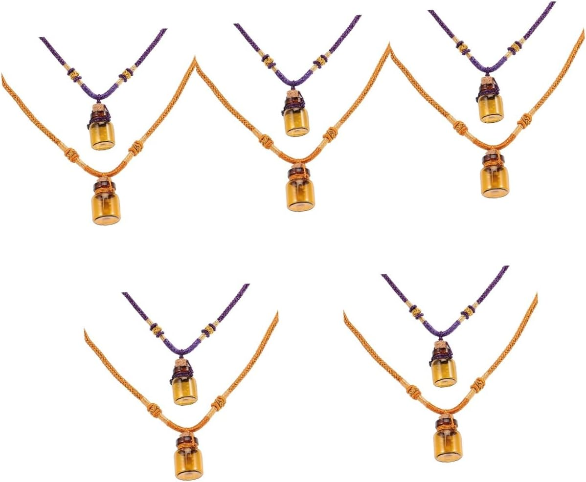 PLAFOPE 6Pcs Empty Perfume Bottle Essential Oil Pendants Creative Aroma Bottle Pendant Necklace
