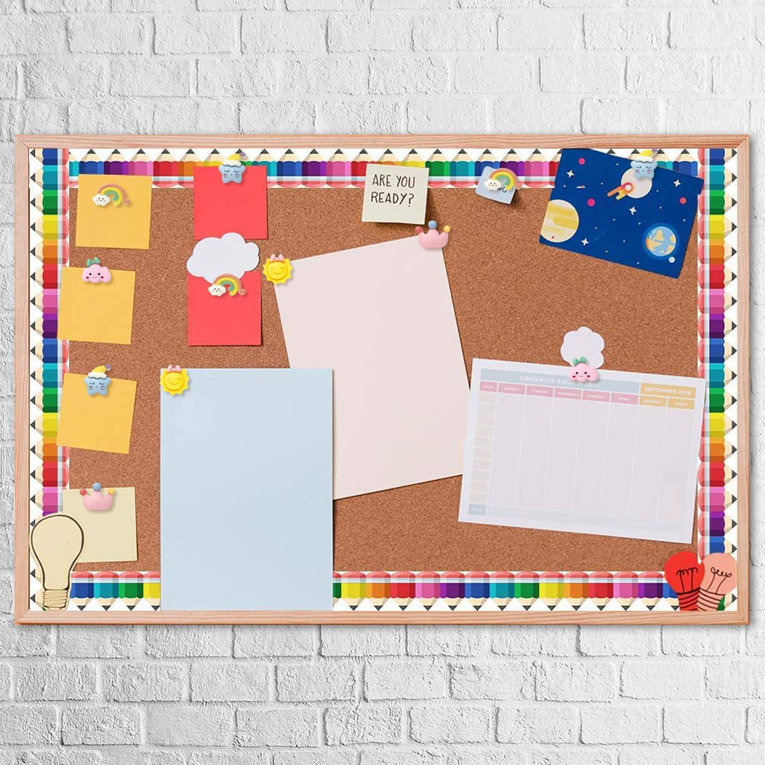 25 Pieces Cute Rainbow Sun Clouds Push Pins Decorative Push Pins Paper Note Memo Map Thumb Tacks Drawing Pins for Bulletin Board,Photos Wall,Office Supplies(Sun) - Plant image number 6