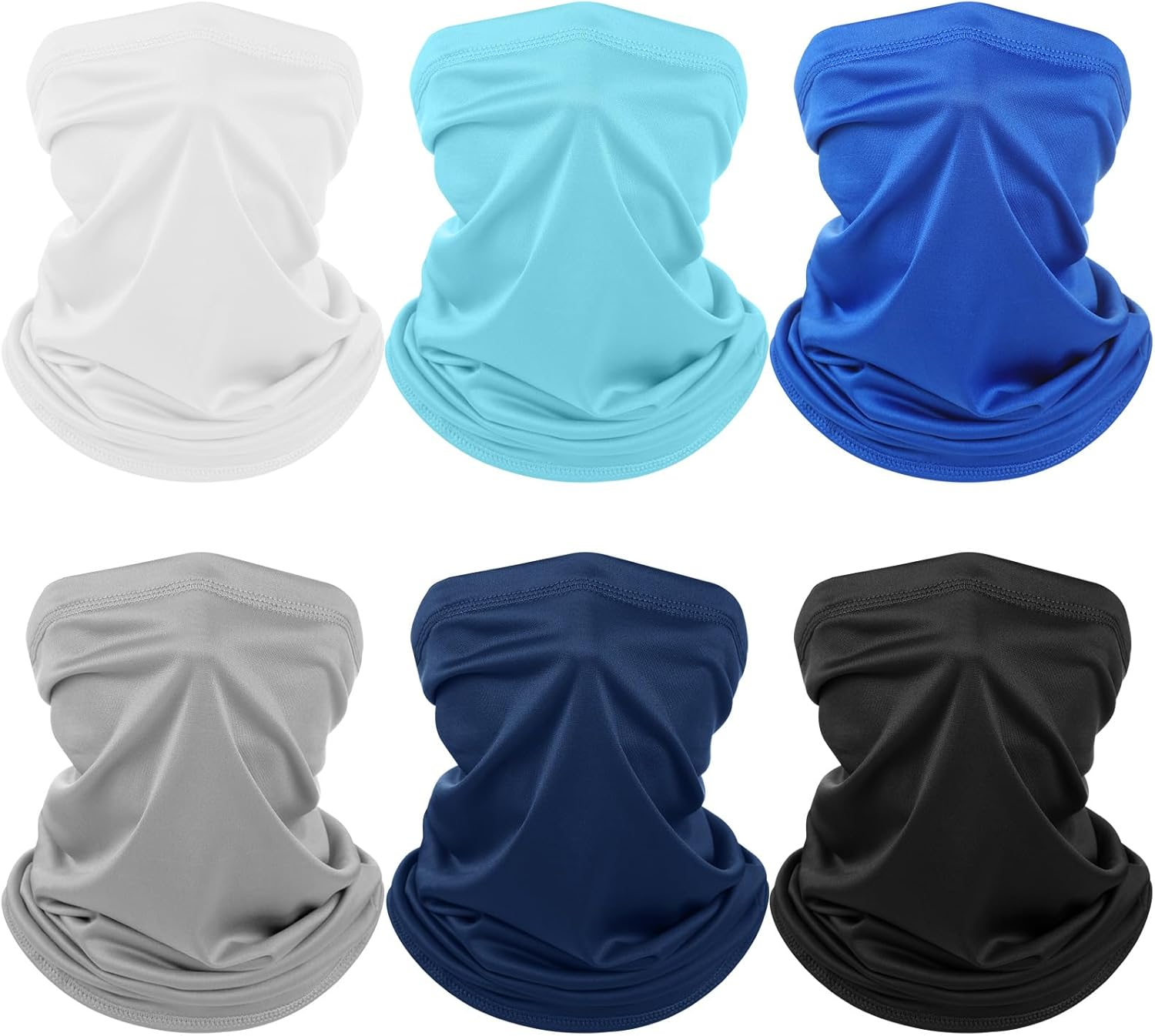 6 Pieces Summer Face Cover Scarf UV Protection Neck Gaiter Sunscreen Breathable Bandana