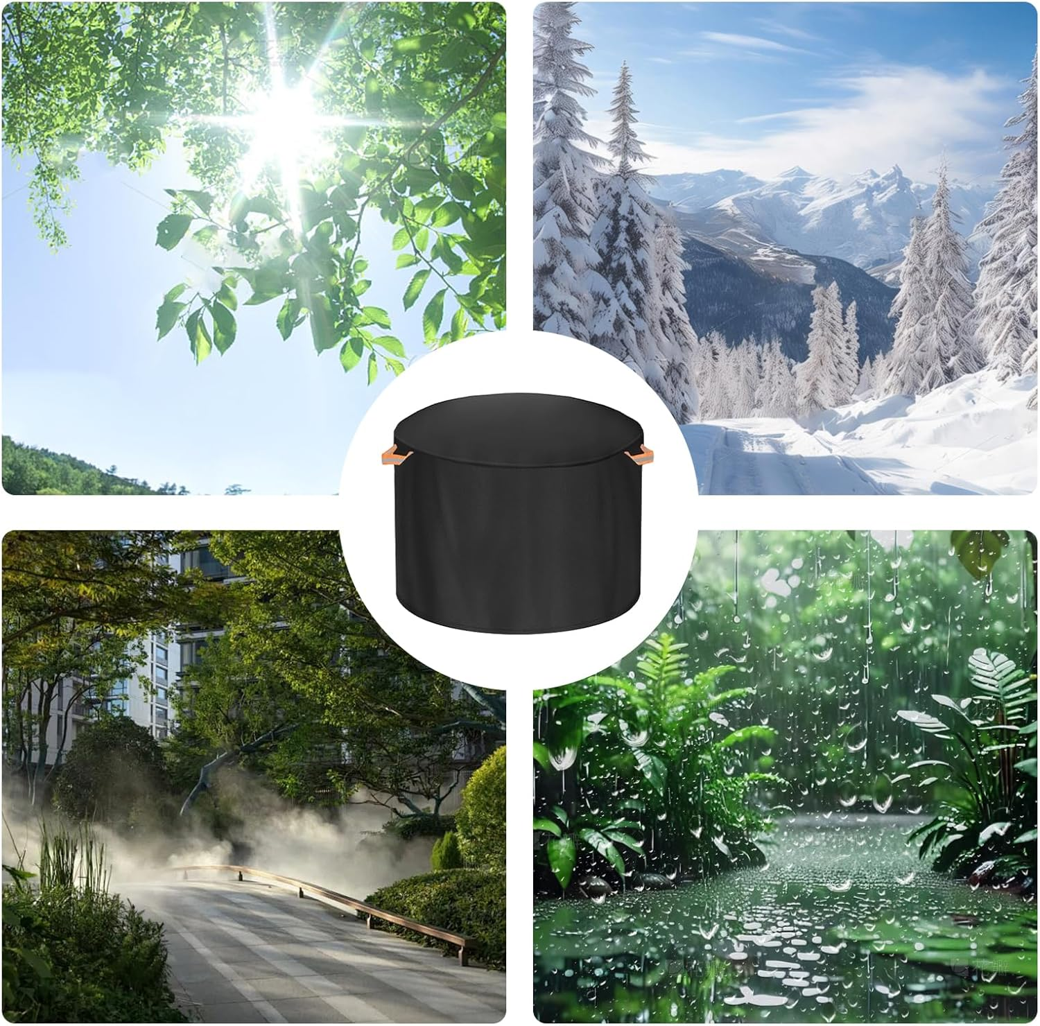 Fire Pit Cover for Solo Stove Bonfire 22 Inch，Firepit Covers round Outdoo,600 anti UV& Waterproof Smokeless Fire Pit Cover,For Gas/Table/Bowl Fire Pits (Bonfire - 22&rdquo;D X 16&rdquo;H) image number 1