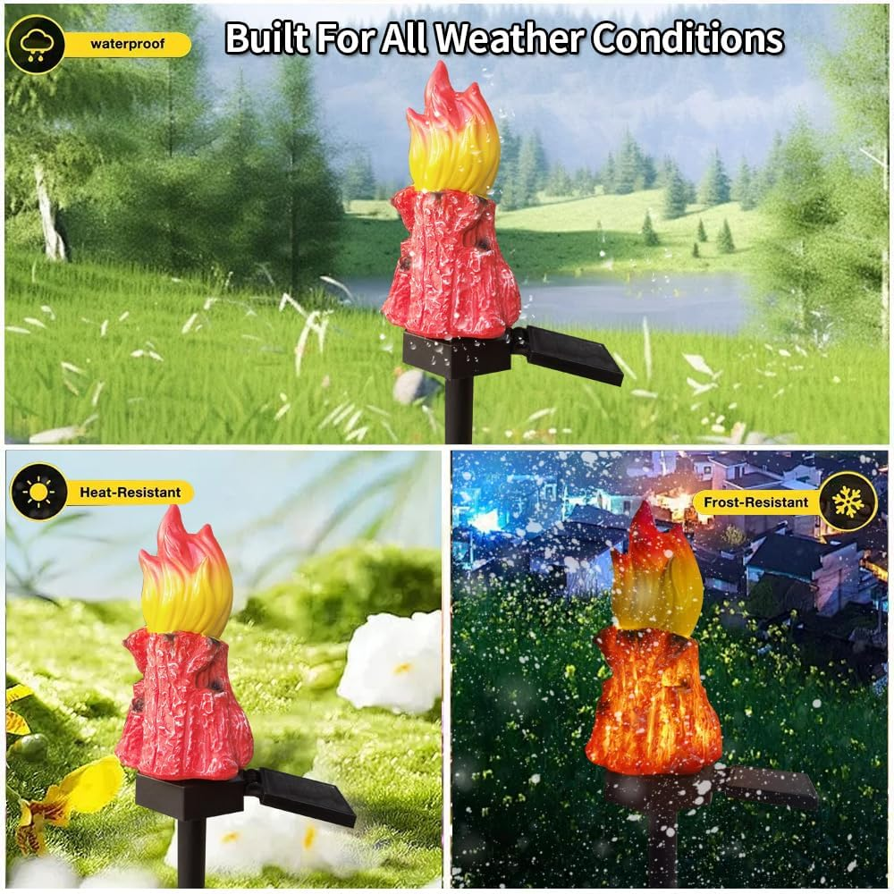 YZYOE Solar Powered Red Bonfires Lights, Garden Decorative Resin Cute Red Torch Floor Lamp, Wireless Dusk to Dawn LED Lights, Waterproof image number 2
