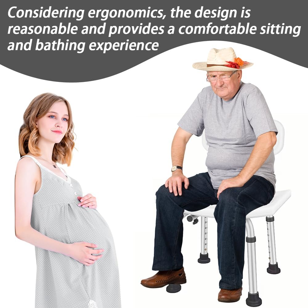 Heavy Duty Shower Seat for Elderly Alumibath, Shower Chair with Back 78-82 Cm Shower Stool with Shower Head Holder Bathroom Stool Chair Ergonomic Aid for Disabled image number 3
