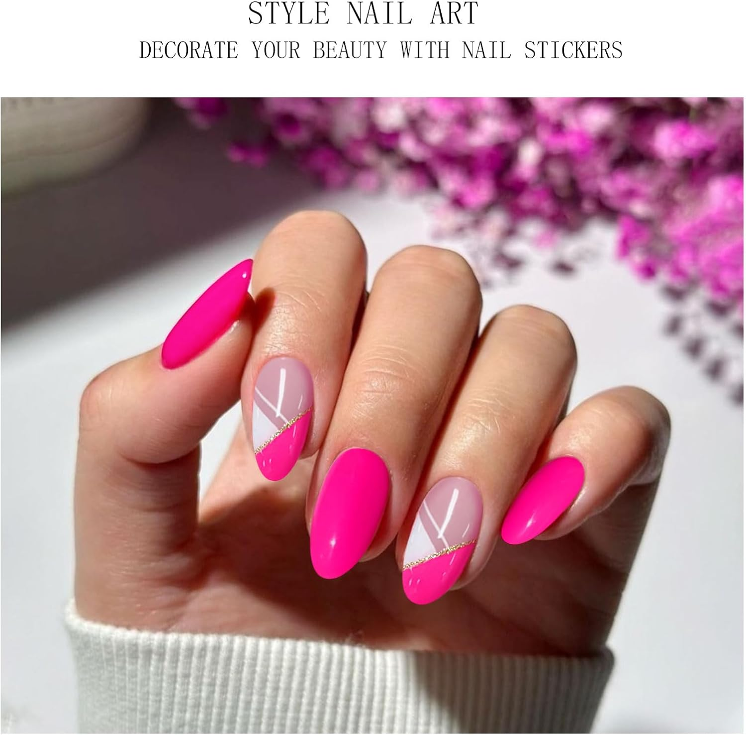 JMEOWIO Nail Foil UV Hardening Rose Red French Tip UV Gel Nail Strips Nail Stickers Nail Stickers Nail Art Decoration Nail Design Accessories image number 1