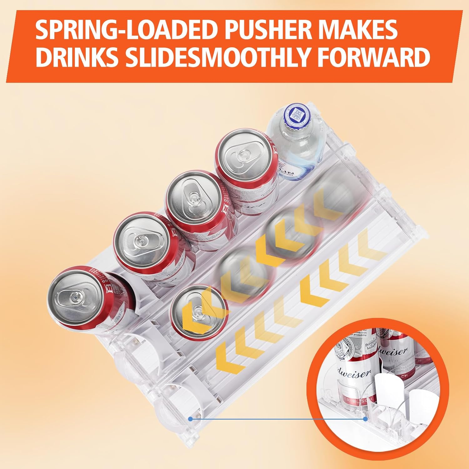 SWOURT Fridge Organiser Can for Fridge Organiser, 3/4/5 Rows Drinks Drink Organisation Automatic for Refrigerators, Suitable for Kitchen, Storage Room (4 Rows) image number 2