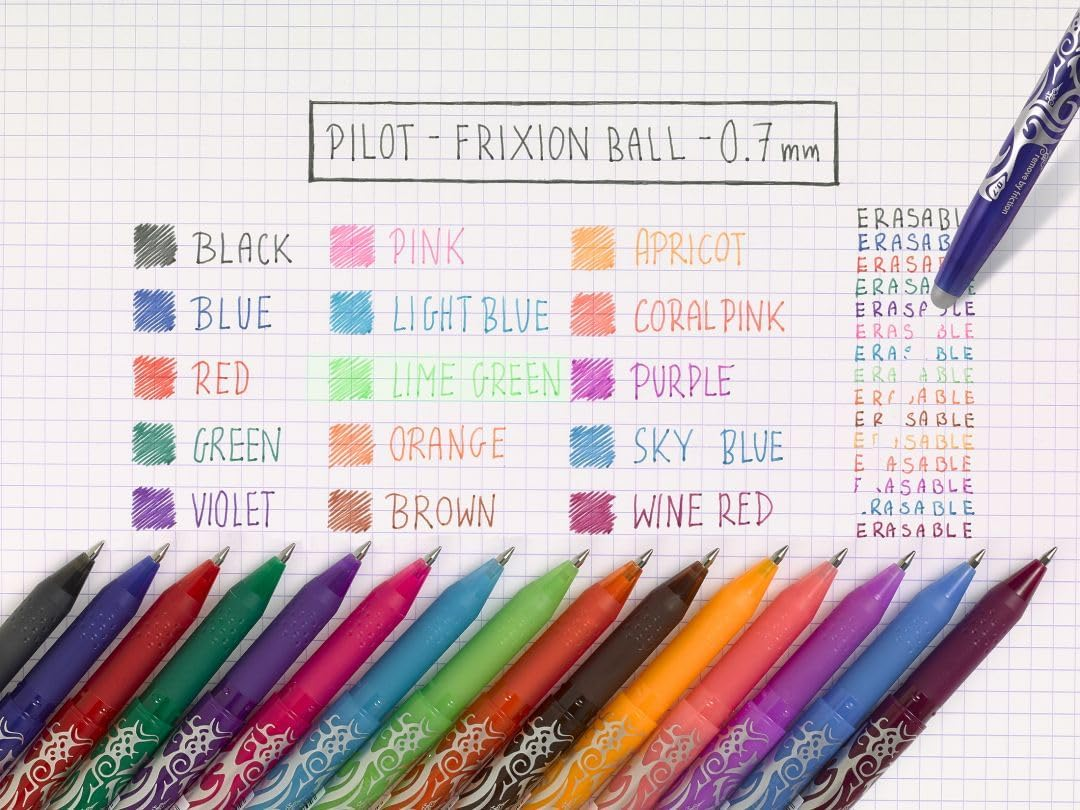 Pilot Frixion Heat/Friction Erasable Rollerball Pen FR7 - Medium Line 0.7Mm Tip Nib - Wallet Pack of 1 Pen + 3 Refills (Blue) - Blue image number 5