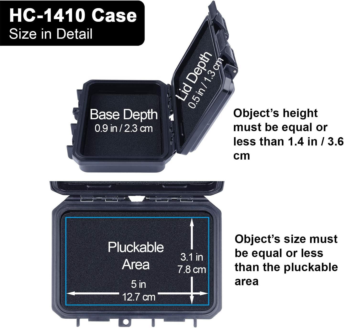 Lykus HC-1410 Mini Hard Case Dry Box with Foam Insert, Interior Size 14X9X3.8 Cm, IP66 Splash-Proof image number 3