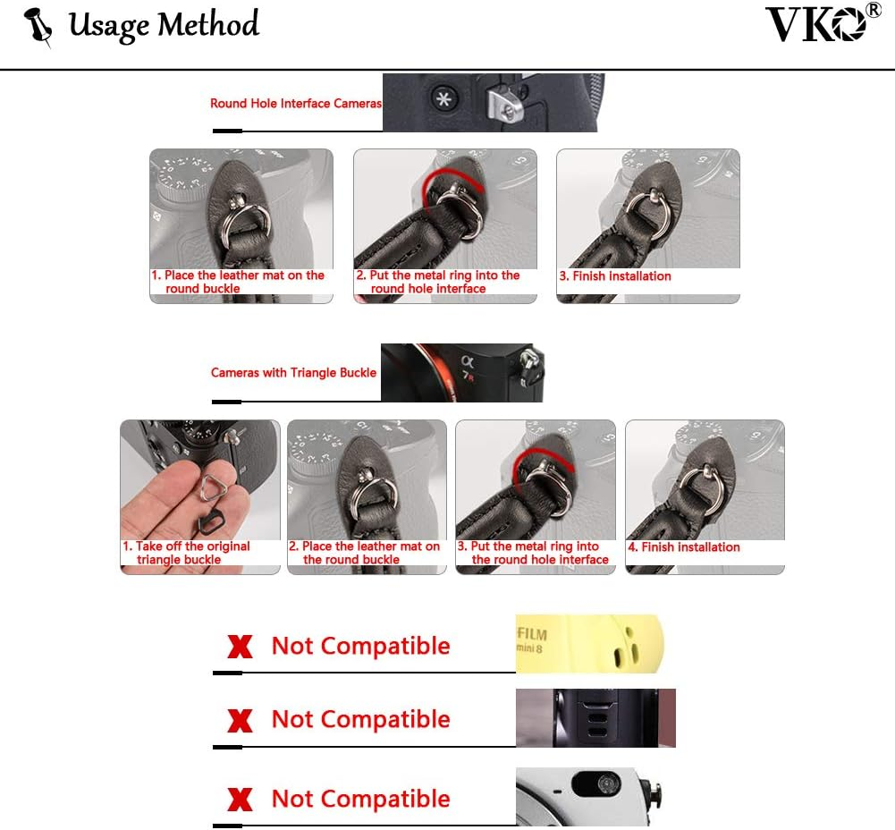 VKO Mirrorless Camera Neck Strap Compatible for Sony A6000 A6300 A6500 A5100 A5000 RX1R RXIRII RX10 RX10II RX10III RX10IV Cameras Climbing Rope Shoulder Strap Black - Black White image number 2