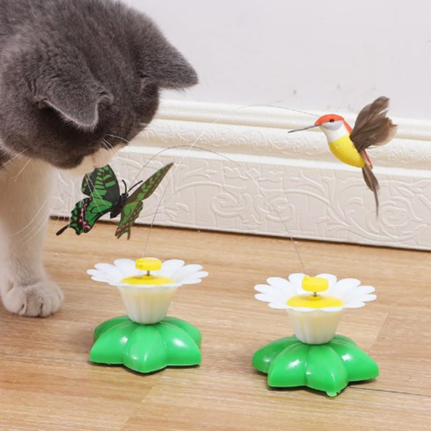 Cat Teaser Toy 360 Degree Rotating Butterfly Flower Shape Interactive Kitten Toy Cat Toy Rotating Design, Making the Butterfly Even More Lively image number 6