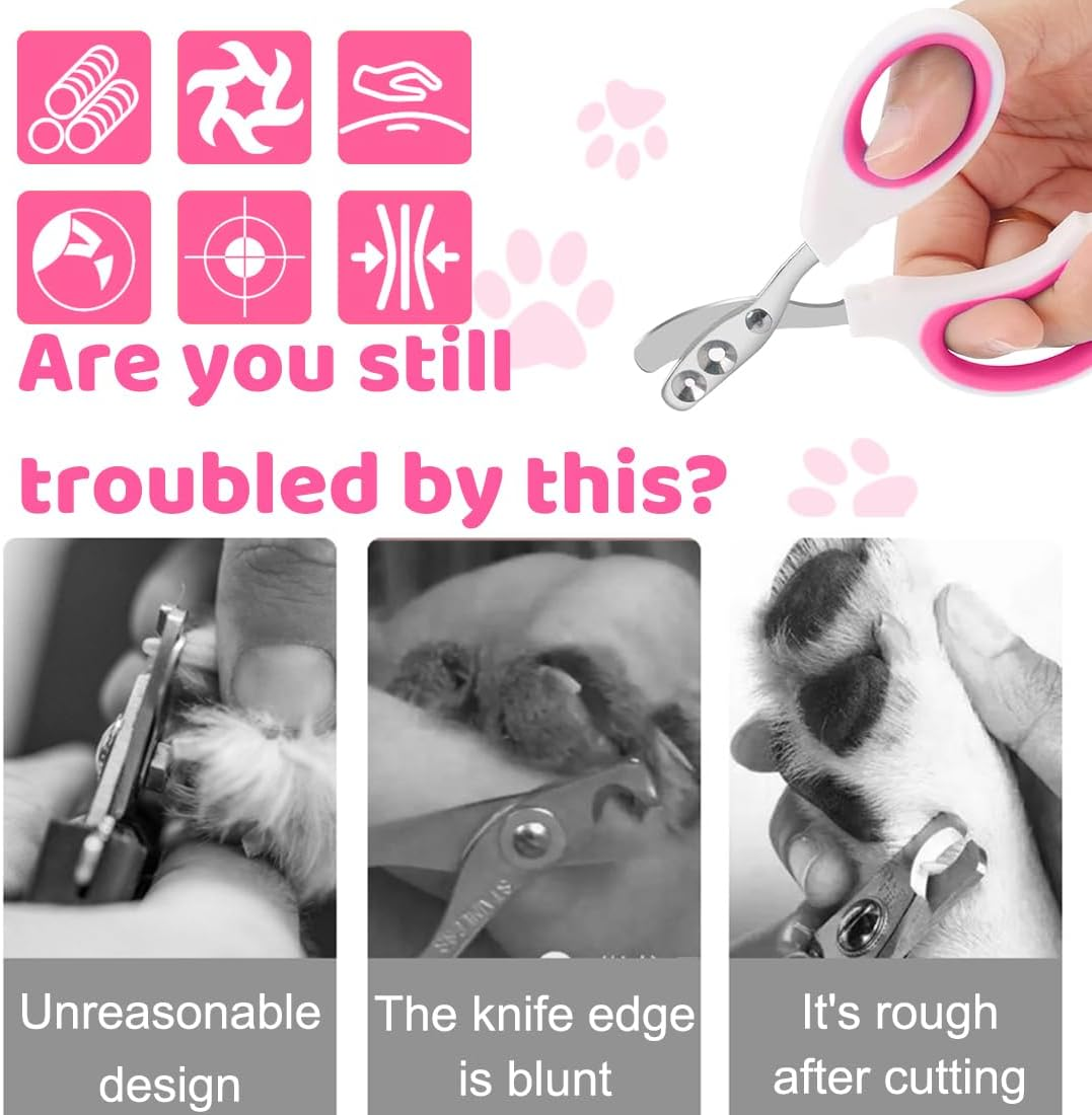 Cat Nail Scissors, Double Hole, Cat Nail Scissors, Cat Claw Cutter, Excellent Claw Scissors, Fits Well in the Hand, Cat Nail Scissors Are Very Easy and Safe to Use (Rose Red) image number 4