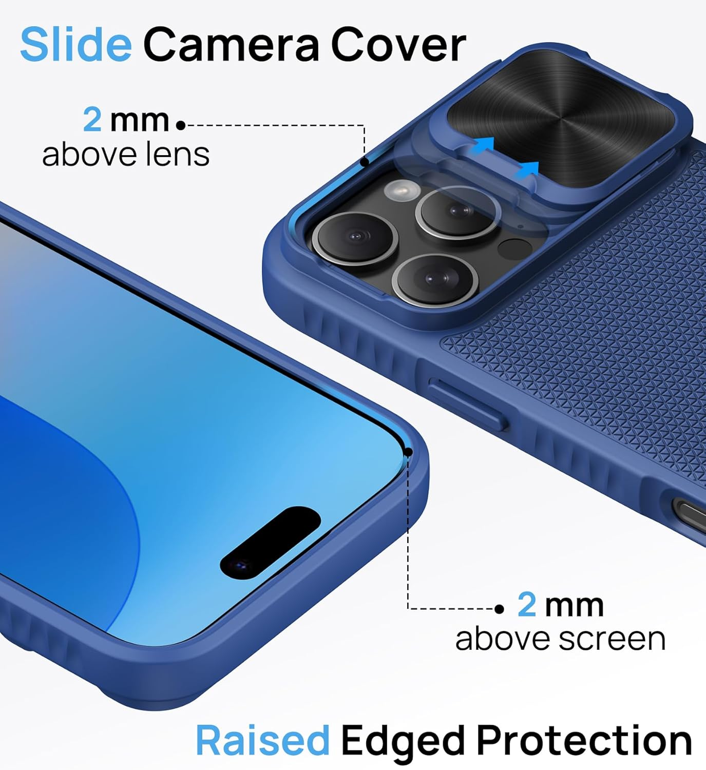For Iphone 16 Pro Case with Stand, Slide Camera Cover, Compatible with Magsafe, Military-Grade Protection, Slim Rugged Shockproof Silicone Men Women Magnetic Phone Case for Iphone 16 Pro, Blue - Blue image number 5
