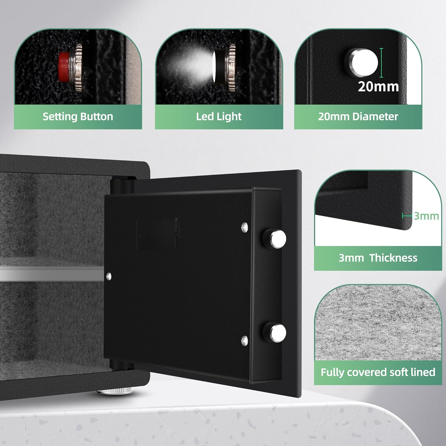 HSDYS Biometric Fingerprint Safe-1.2 Cubic Feet, Home Safe Box with Digital Keypad,Security Safe and Steel Lock Box for Home,Office and Hotel&hellip; image number 1