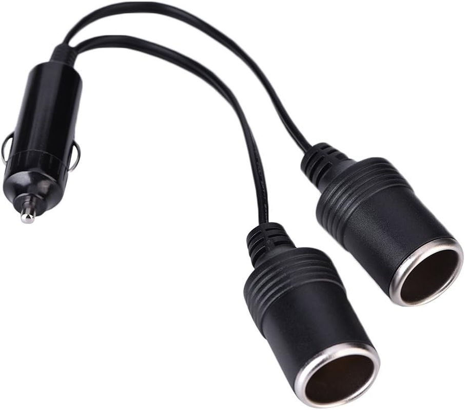 Car Charger, 2 Sockets Cigarette Lighter Splitter, Car Charger Plug Male to 2-Way Female Cigarette Lighter Socket Extension Cord Cable image number 1
