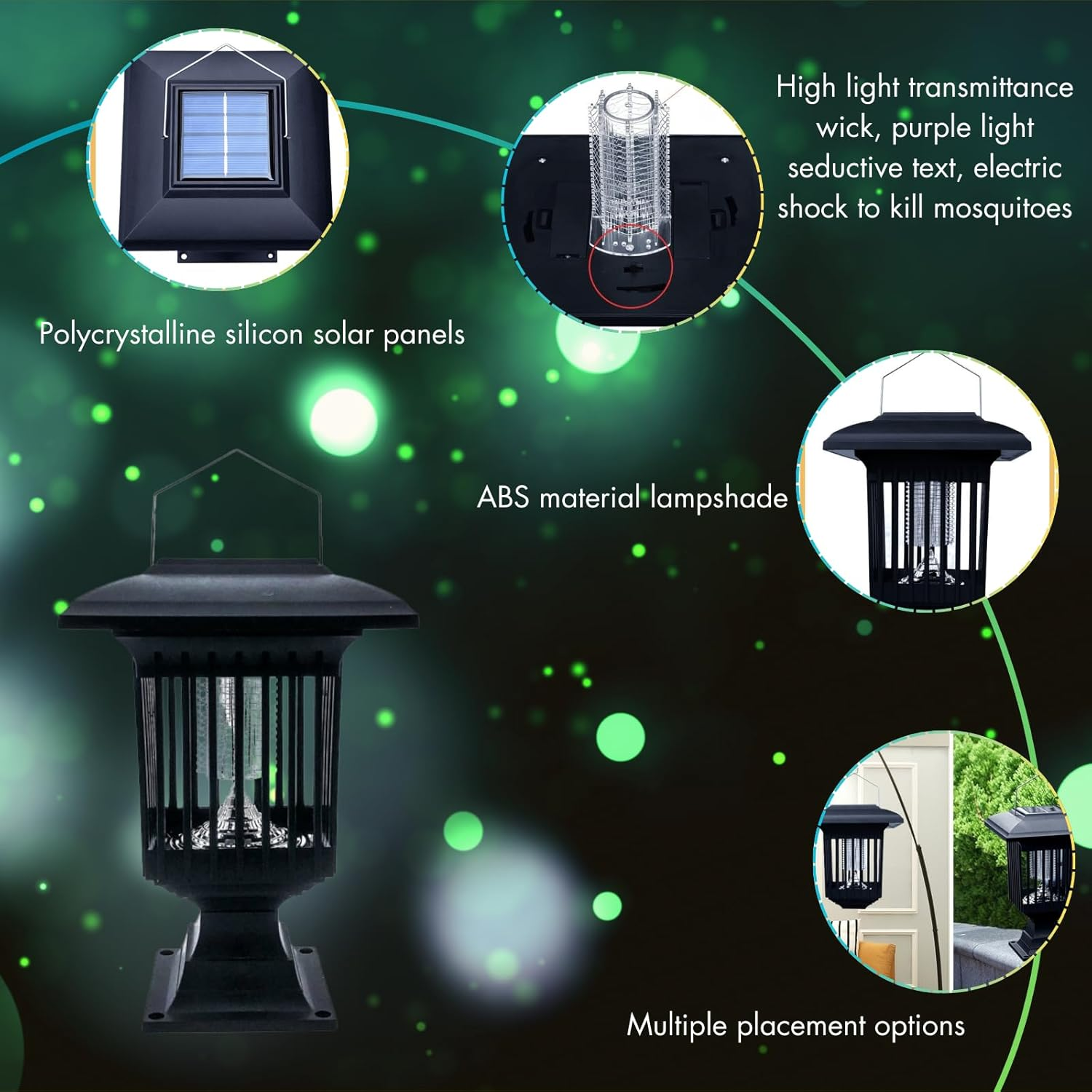 Solar Mosquito Zapper and Outdoor Light &ndash; Dual-Purpose Bug Repellent & Garden Lamp, Waterproof, Solar-Powered, 3 Installation Methods, Eco-Friendly Mosquito Killer for Patios & Lawns image number 2