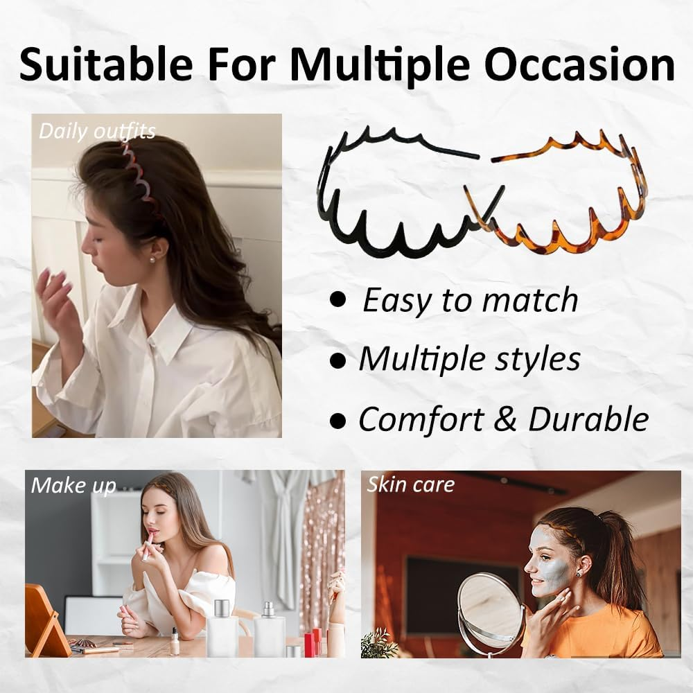 Ueiykoz 2PCS U Shape Fashion Tooth Hair Comb Headband,Retro High Skull Head Band for Women'S,Korean Headbands with Teeth for Women Gifts Accessory Styling image number 2