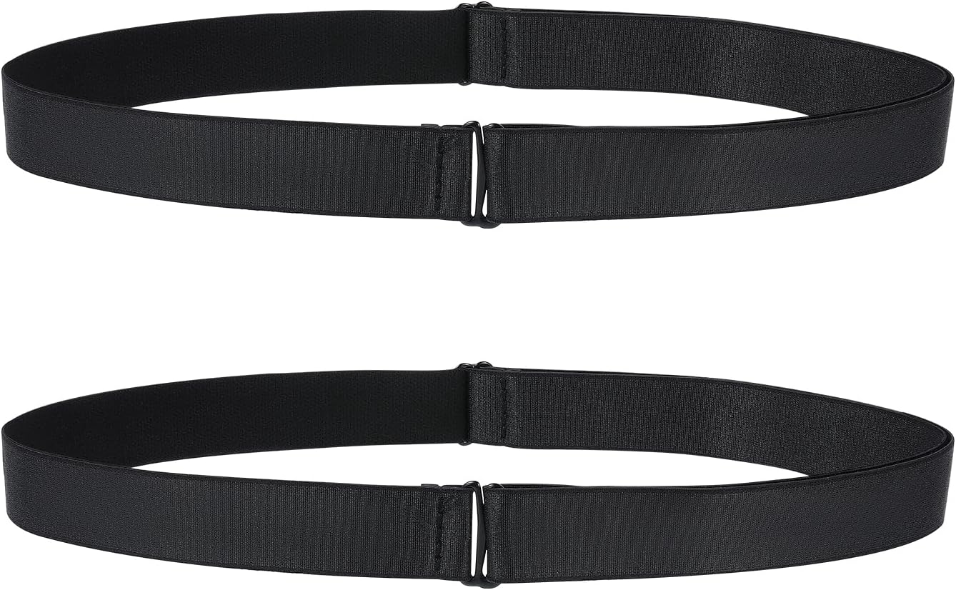 Qianyu 2 Pcs Crop Top Tuck Waist Band Womens Elastic Belt Adjustable Crop Shirt Tuck Band Invisible Stretch Belt Tucking Sweater Tuck Band Flat Buckle Waist Belts for Women Change Style of Tops image number 6